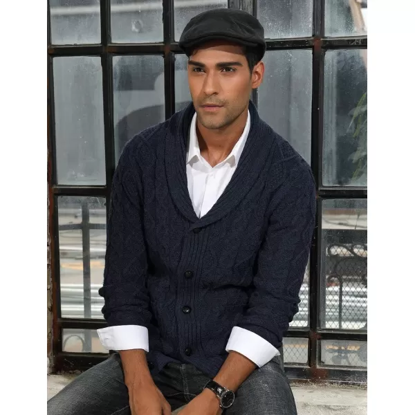 PJ PAUL JONES Men's Shawl Collar Cardigan Sweaters Cable Knitted Aran Sweater with Buttons