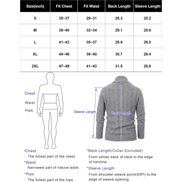 PJ PAUL JONES Men's Shawl Collar Cardigan Sweaters Cable Knitted Aran Sweater with Buttons