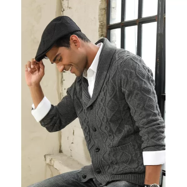 PJ PAUL JONES Men's Shawl Collar Cardigan Sweaters Cable Knitted Aran Sweater with Buttons