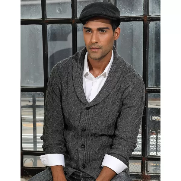 PJ PAUL JONES Men's Shawl Collar Cardigan Sweaters Cable Knitted Aran Sweater with Buttons