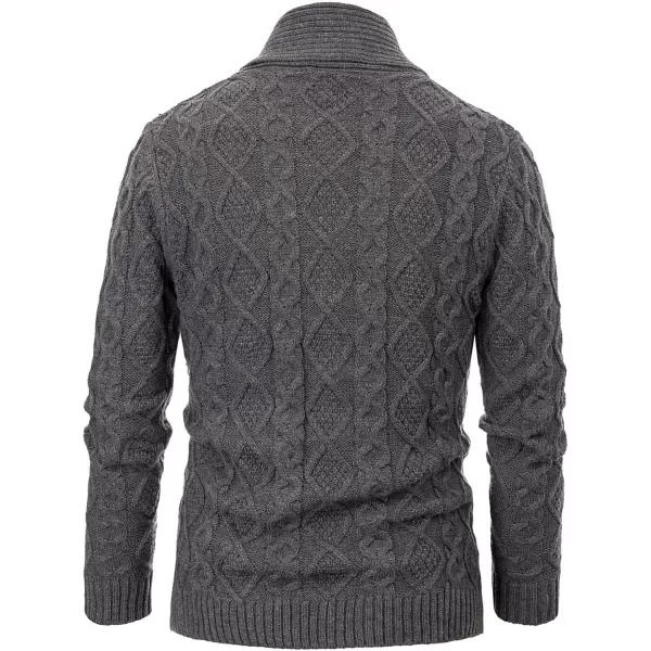 PJ PAUL JONES Men's Shawl Collar Cardigan Sweaters Cable Knitted Aran Sweater with Buttons