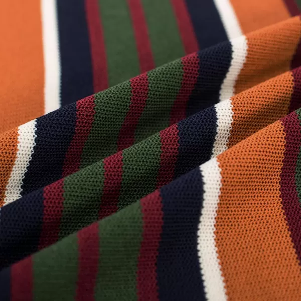 Men’s Short Sleeve Knit Shirt Vintage Stripe Lapel Collar Polo Shirt