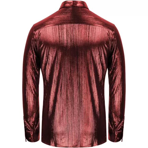 PJ PAUL JONES Men's 70s Disco Shirts Luxury Metallic Sequins Button Down Long Sleeve Party Shirt Nightclub Costume Tops