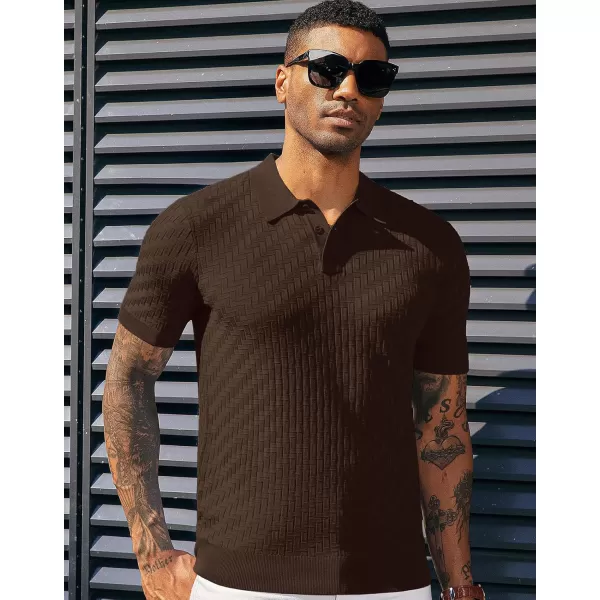 PJ PAUL JONES Mens Knit Polo Shirts Casual Short Sleeve Texture Golf Shirt