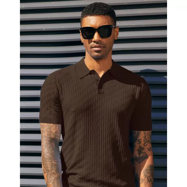 PJ PAUL JONES Mens Knit Polo Shirts Casual Short Sleeve Texture Golf Shirt