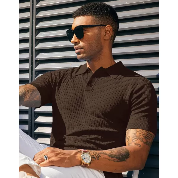 PJ PAUL JONES Mens Knit Polo Shirts Casual Short Sleeve Texture Golf Shirt