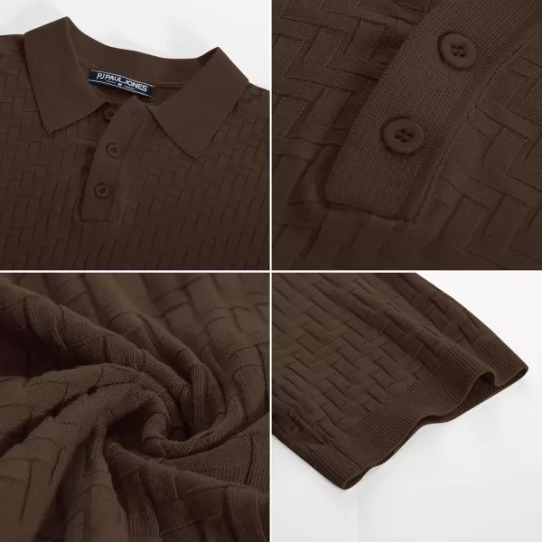 PJ PAUL JONES Mens Knit Polo Shirts Casual Short Sleeve Texture Golf Shirt