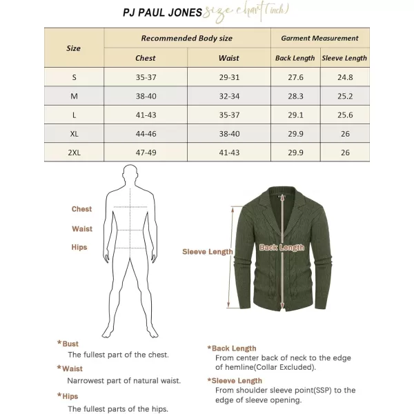 PJ PAUL JONES Men's Shawl Collar Cardigan Sweater Winter Thermal Cable Knitted Twisted Cardigans