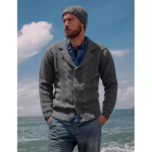 PJ PAUL JONES Men's Shawl Collar Cardigan Sweater Winter Thermal Cable Knitted Twisted Cardigans