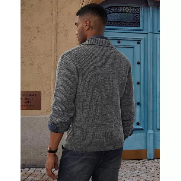 PJ PAUL JONES Men's Shawl Collar Cardigan Sweater Winter Thermal Cable Knitted Twisted Cardigans