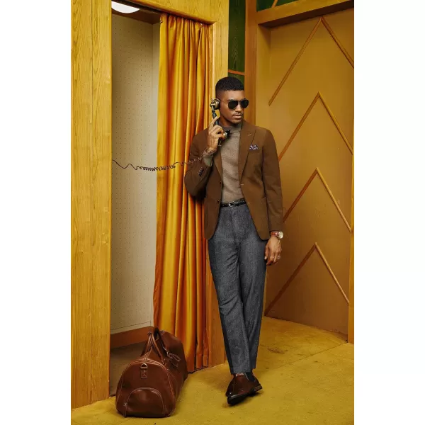 PJ PAUL JONES Men Trousers Vintage Tweed Pants Herringbone Pleated Pant