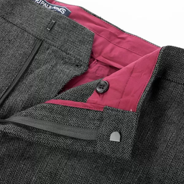 PJ PAUL JONES Men Trousers Vintage Tweed Pants Herringbone Pleated Pant