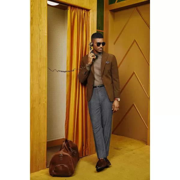 PJ PAUL JONES Men Trousers Vintage Tweed Pants Herringbone Pleated Pant