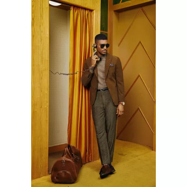 PJ PAUL JONES Men Trousers Vintage Tweed Pants Herringbone Pleated Pant