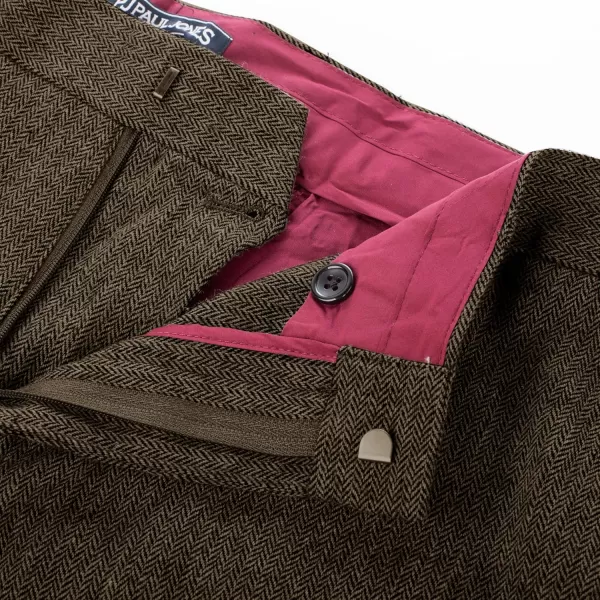PJ PAUL JONES Men Trousers Vintage Tweed Pants Herringbone Pleated Pant