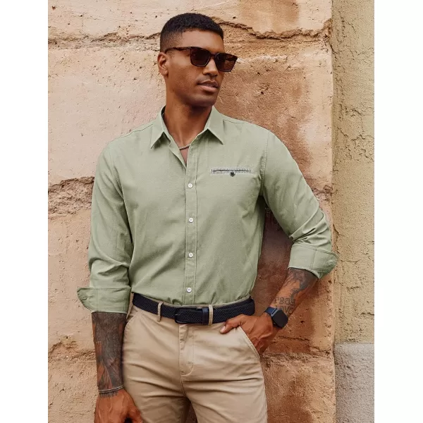 PJ PAUL JONES Men's Button Down Shirts Casual Long Sleeve Cotton Oxford Shirt with Pocket
