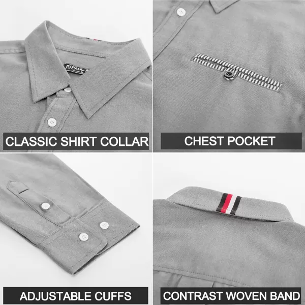 PJ PAUL JONES Men's Button Down Shirts Casual Long Sleeve Cotton Oxford Shirt with Pocket