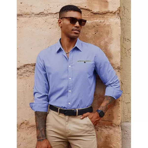 PJ PAUL JONES Men's Button Down Shirts Casual Long Sleeve Cotton Oxford Shirt with Pocket