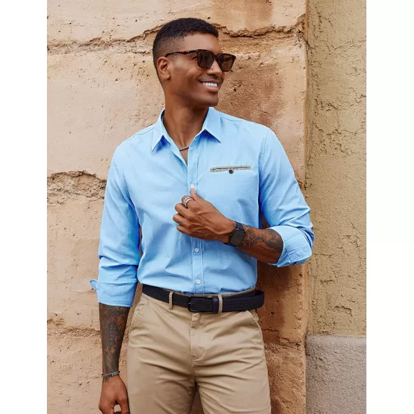 PJ PAUL JONES Men's Button Down Shirts Casual Long Sleeve Cotton Oxford Shirt with Pocket