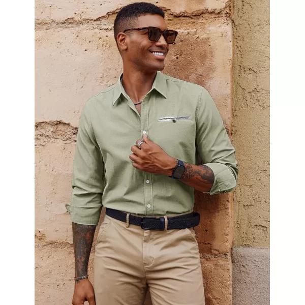 PJ PAUL JONES Men's Button Down Shirts Casual Long Sleeve Cotton Oxford Shirt with Pocket