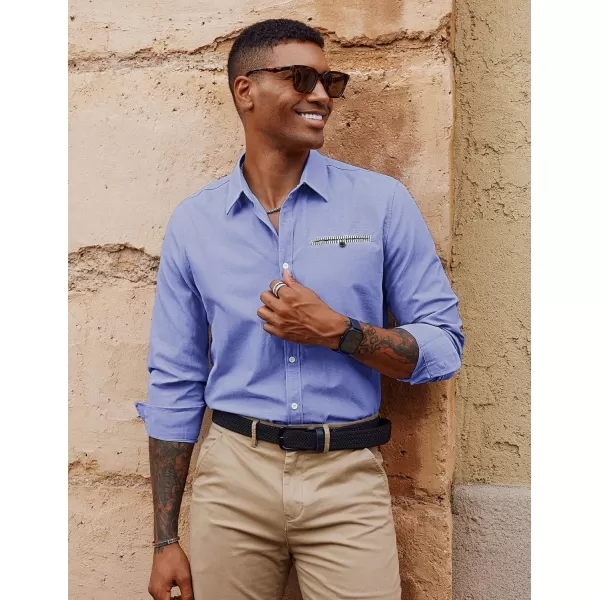 PJ PAUL JONES Men's Button Down Shirts Casual Long Sleeve Cotton Oxford Shirt with Pocket