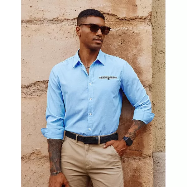 PJ PAUL JONES Men's Button Down Shirts Casual Long Sleeve Cotton Oxford Shirt with Pocket