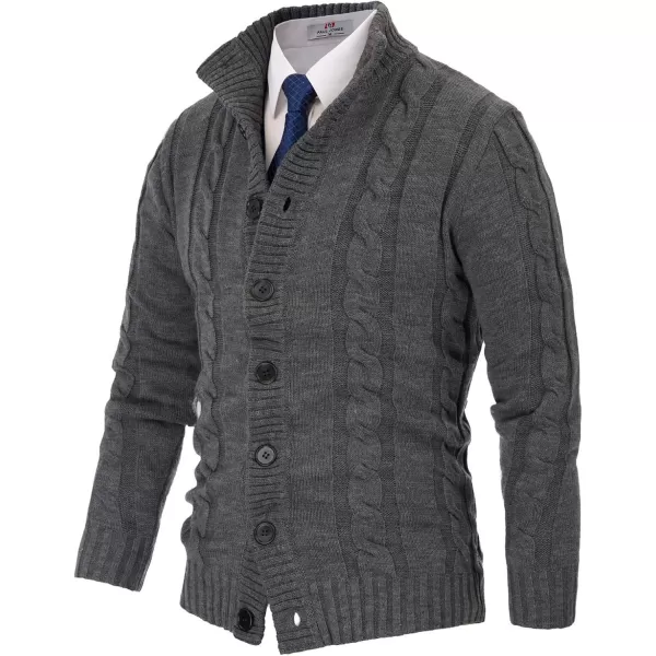 PJ PAUL JONES Men's Cardigan Sweaters Stand Collar Cable Knit Button Sweater
