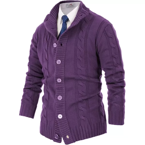 PJ PAUL JONES Men's Cardigan Sweaters Stand Collar Cable Knit Button Sweater