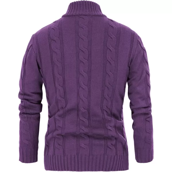 PJ PAUL JONES Men's Cardigan Sweaters Stand Collar Cable Knit Button Sweater