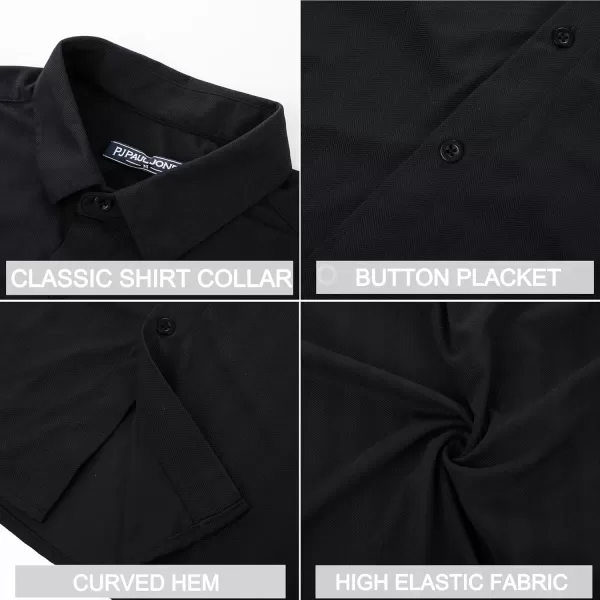 PJ PAUL JONES Men's Casual Stretch Shirts Wrinkle Free Herringbone Button Down Shirts Long Sleeve Dress Shirt