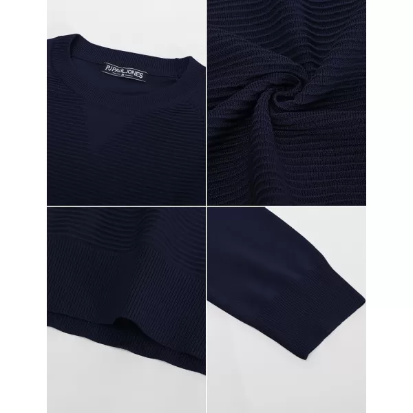 PJ PAUL JONES Men's Crewneck Pullover Sweater Textured Knitted Sweaters Long Sleeve Knitted Jumper
