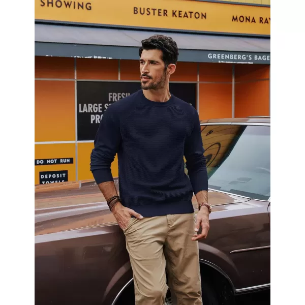 PJ PAUL JONES Men's Crewneck Pullover Sweater Textured Knitted Sweaters Long Sleeve Knitted Jumper