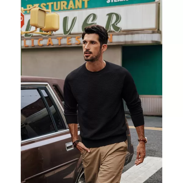 PJ PAUL JONES Men's Crewneck Pullover Sweater Textured Knitted Sweaters Long Sleeve Knitted Jumper