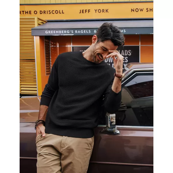 PJ PAUL JONES Men's Crewneck Pullover Sweater Textured Knitted Sweaters Long Sleeve Knitted Jumper