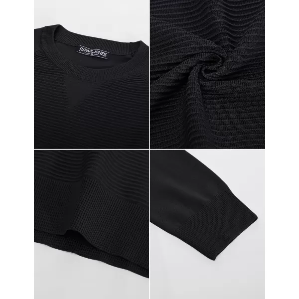 PJ PAUL JONES Men's Crewneck Pullover Sweater Textured Knitted Sweaters Long Sleeve Knitted Jumper