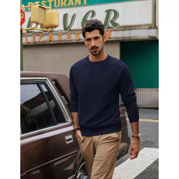 PJ PAUL JONES Men's Crewneck Pullover Sweater Textured Knitted Sweaters Long Sleeve Knitted Jumper