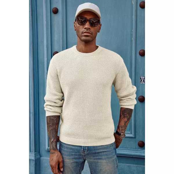 PJ PAUL JONES Mens Crewneck Pullover Sweater Waffle Textured Long Sleeve Knitted Sweaters