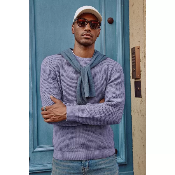 PJ PAUL JONES Mens Crewneck Pullover Sweater Waffle Textured Long Sleeve Knitted Sweaters