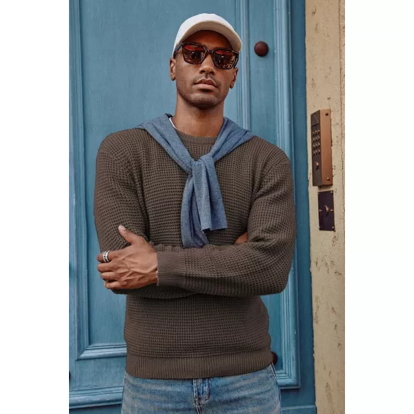 PJ PAUL JONES Mens Crewneck Pullover Sweater Waffle Textured Long Sleeve Knitted Sweaters