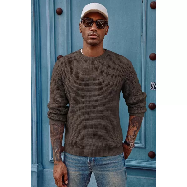 PJ PAUL JONES Mens Crewneck Pullover Sweater Waffle Textured Long Sleeve Knitted Sweaters
