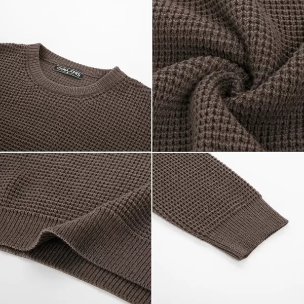 PJ PAUL JONES Mens Crewneck Pullover Sweater Waffle Textured Long Sleeve Knitted Sweaters