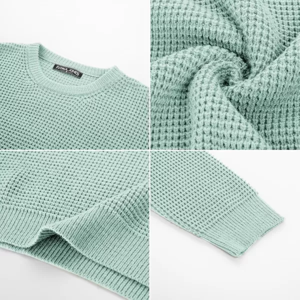 PJ PAUL JONES Mens Crewneck Pullover Sweater Waffle Textured Long Sleeve Knitted Sweaters