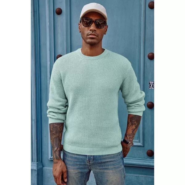 PJ PAUL JONES Mens Crewneck Pullover Sweater Waffle Textured Long Sleeve Knitted Sweaters