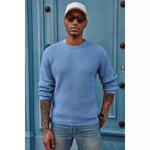 PJ PAUL JONES Mens Crewneck Pullover Sweater Waffle Textured Long Sleeve Knitted Sweaters