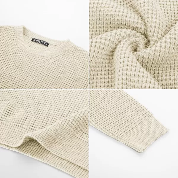 PJ PAUL JONES Mens Crewneck Pullover Sweater Waffle Textured Long Sleeve Knitted Sweaters