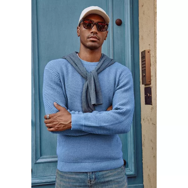 PJ PAUL JONES Mens Crewneck Pullover Sweater Waffle Textured Long Sleeve Knitted Sweaters