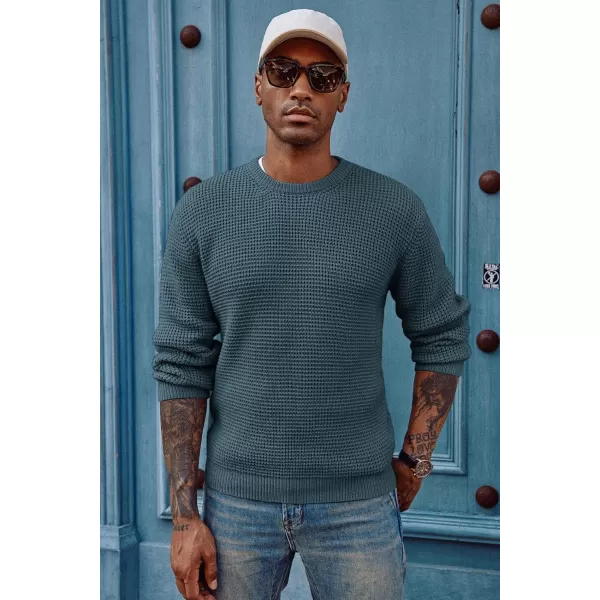 PJ PAUL JONES Mens Crewneck Pullover Sweater Waffle Textured Long Sleeve Knitted Sweaters