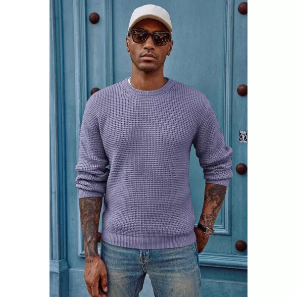 PJ PAUL JONES Mens Crewneck Pullover Sweater Waffle Textured Long Sleeve Knitted Sweaters