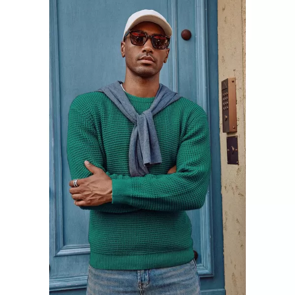 PJ PAUL JONES Mens Crewneck Pullover Sweater Waffle Textured Long Sleeve Knitted Sweaters