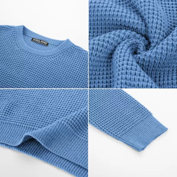 PJ PAUL JONES Mens Crewneck Pullover Sweater Waffle Textured Long Sleeve Knitted Sweaters